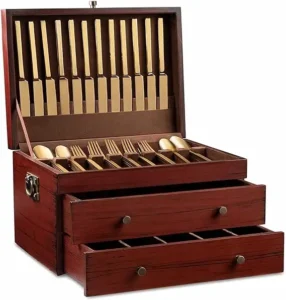 organizador de utensilios de cocina de madera.