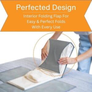 a person folding a folded bed